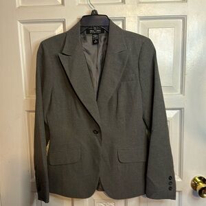 New York & Company Lined Gray 1 Button Closure Blazer Size 8